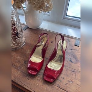 Franco Sarto Patent Leather Wedge Heels - Red